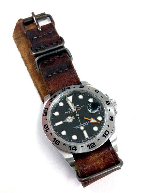 leather strap for rolex explorer|rolex explorer on nato strap.